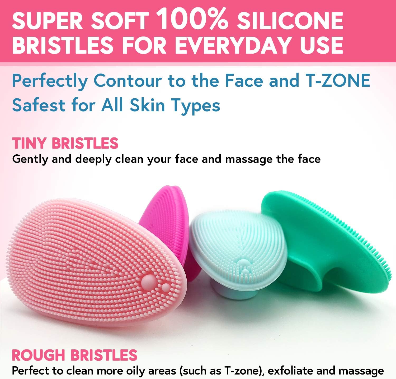 Silicone Face Scrubber Soft Facial Cleansing Brush Blackhead Srubber Cleanser Brush for Exfoliating Massage Face for All Skin Types(4 Pack)