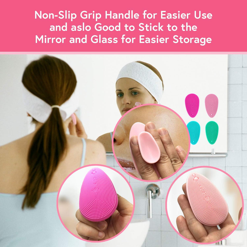 Silicone Face Scrubber Soft Facial Cleansing Brush Blackhead Srubber Cleanser Brush for Exfoliating Massage Face for All Skin Types(4 Pack)